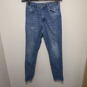 Zara Women’s Distressed Denim Jeans Size 4 Blue High Rise
